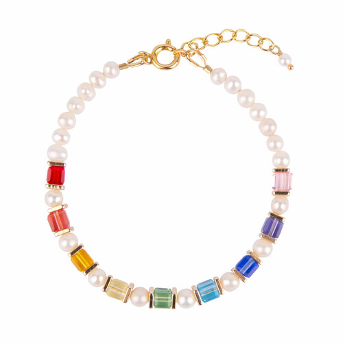 Браслет-нить Oh Mary Did, кристаллы Swarovski, 9 шт., размер 16 см, размер one size, золотистый