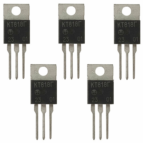 Транзистор КТ818Г, 5 штук / Аналоги: 2Т818Г, 2N6107, 2N6134, 2SB1016, 2SB1017, 2SB1018, BD538, BD710, BD712, BDT96, BDV96, BDX78, BD500B / p-n-p переключательные