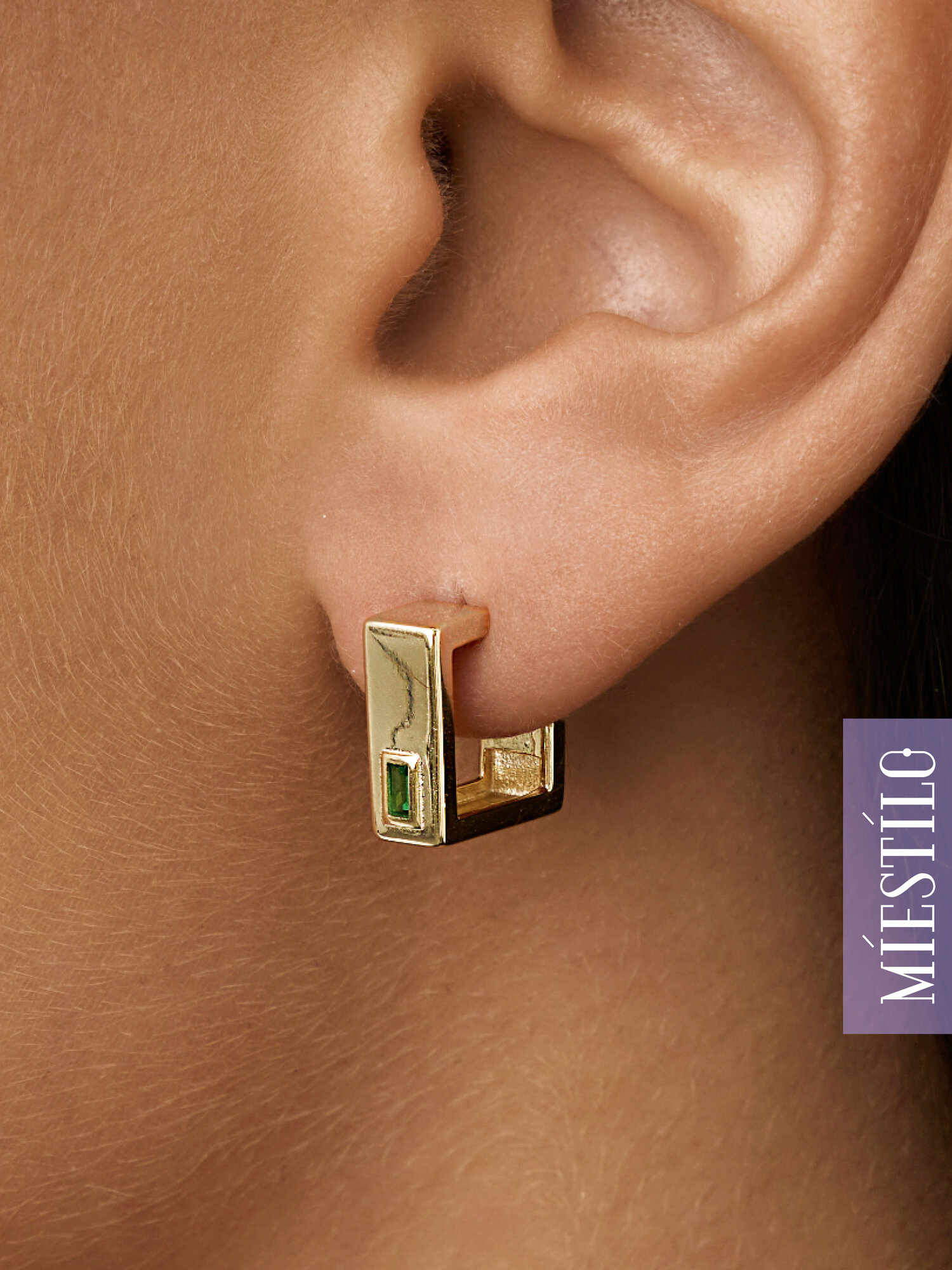 Серьги пусеты MIESTILO, серебро, 925 проба, золочение, фианит
