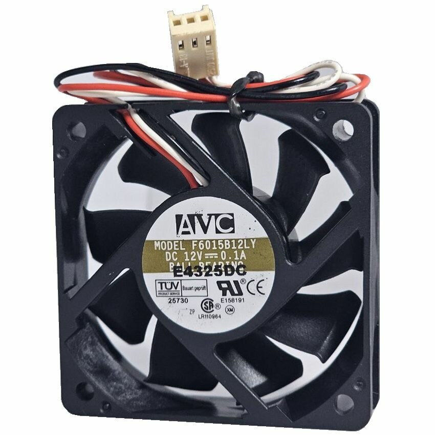 Вентилятор 6015 AVC F6015B12LY 12v 0.1A тихий 28dBL 5000rpm 60x60x15 мм 3pin FC649