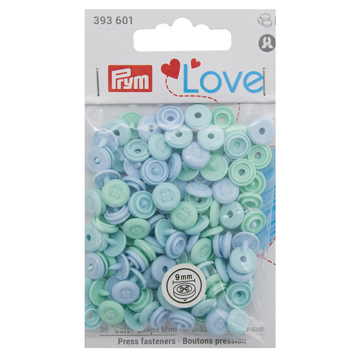 Кнопки для одежды Prym Love Color Snaps Mini, 393601, имитация стежка, 36 шт (голубой)