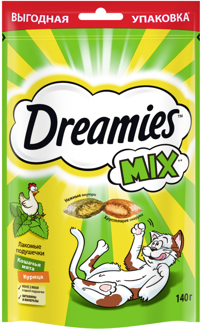 Dreamies MIX лакомство для взрослых кошек с мятой и курицей - 140 г