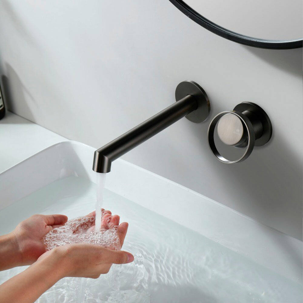 Встроенный смеситель для раковины из латуни Ganzer GZ19144-Q графит