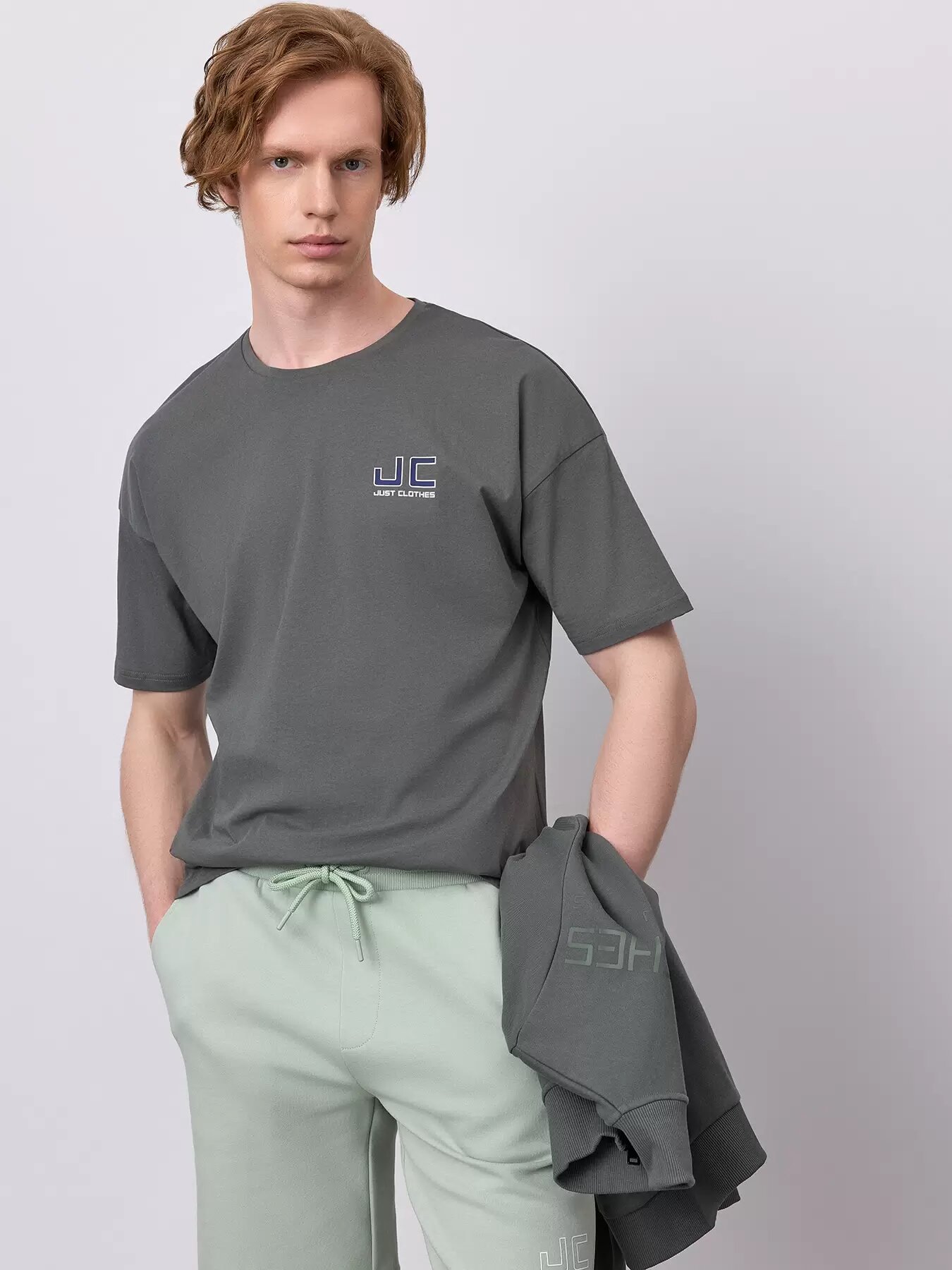 Футболка JUST CLOTHES, размер L, хаки