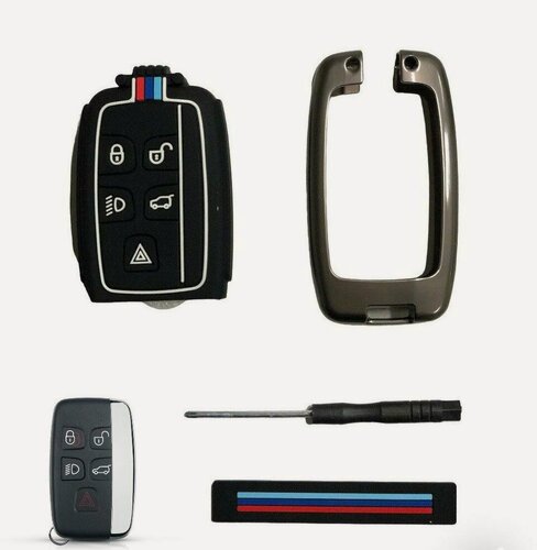 Изображение товара Чехол BGT для автомобильного ключа Land Rover (Ленд Ровер), силикон, алюминий, влагозащитный, черный