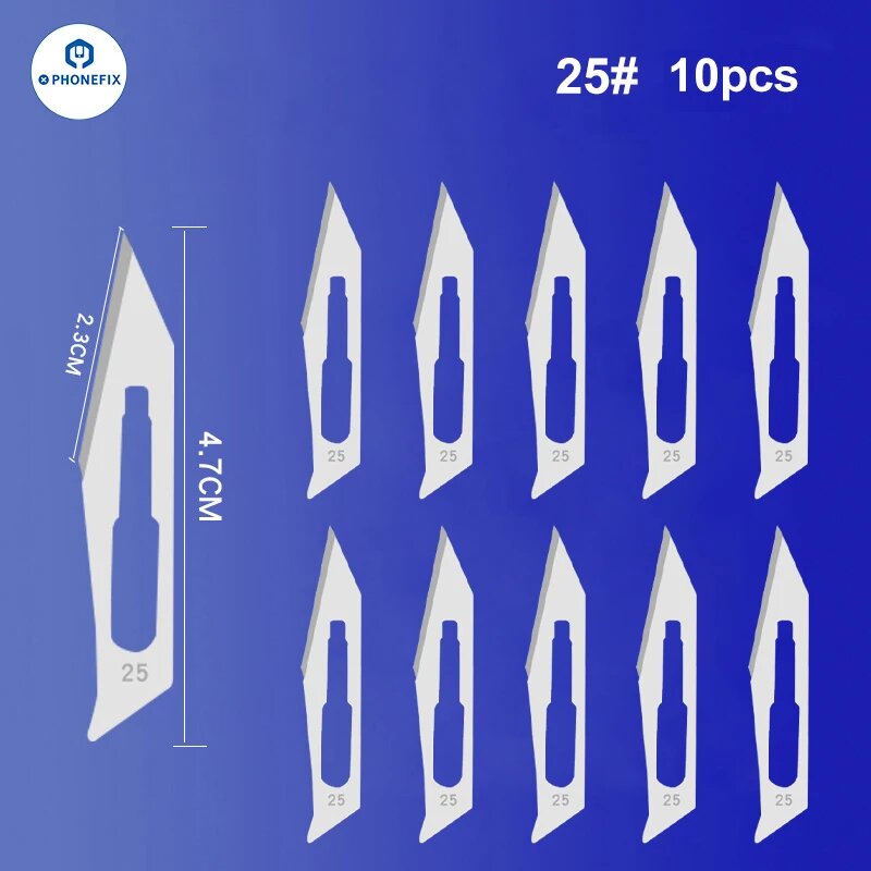 Набор хирургических лезвий из углеродистой стали DIYPHONE, NO 25 Blade 10pcs