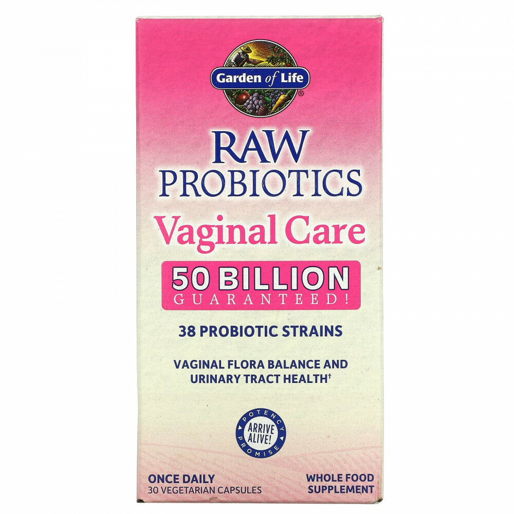 Garden of Life, RAW Probiotics, Vaginal Care, добавка для здоровья влагалища, 30 вегетарианских капсул