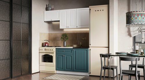 Изображение товара Кухонный гарнитур Хозяюшка МДФ 1,1м + ГАЗ600 Акация Белая/Моренга