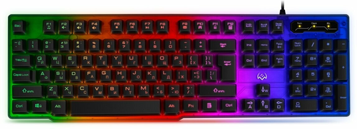 Клавиатура Sven KB-G8500, USB, прозрачный корпус, подсветка, черный