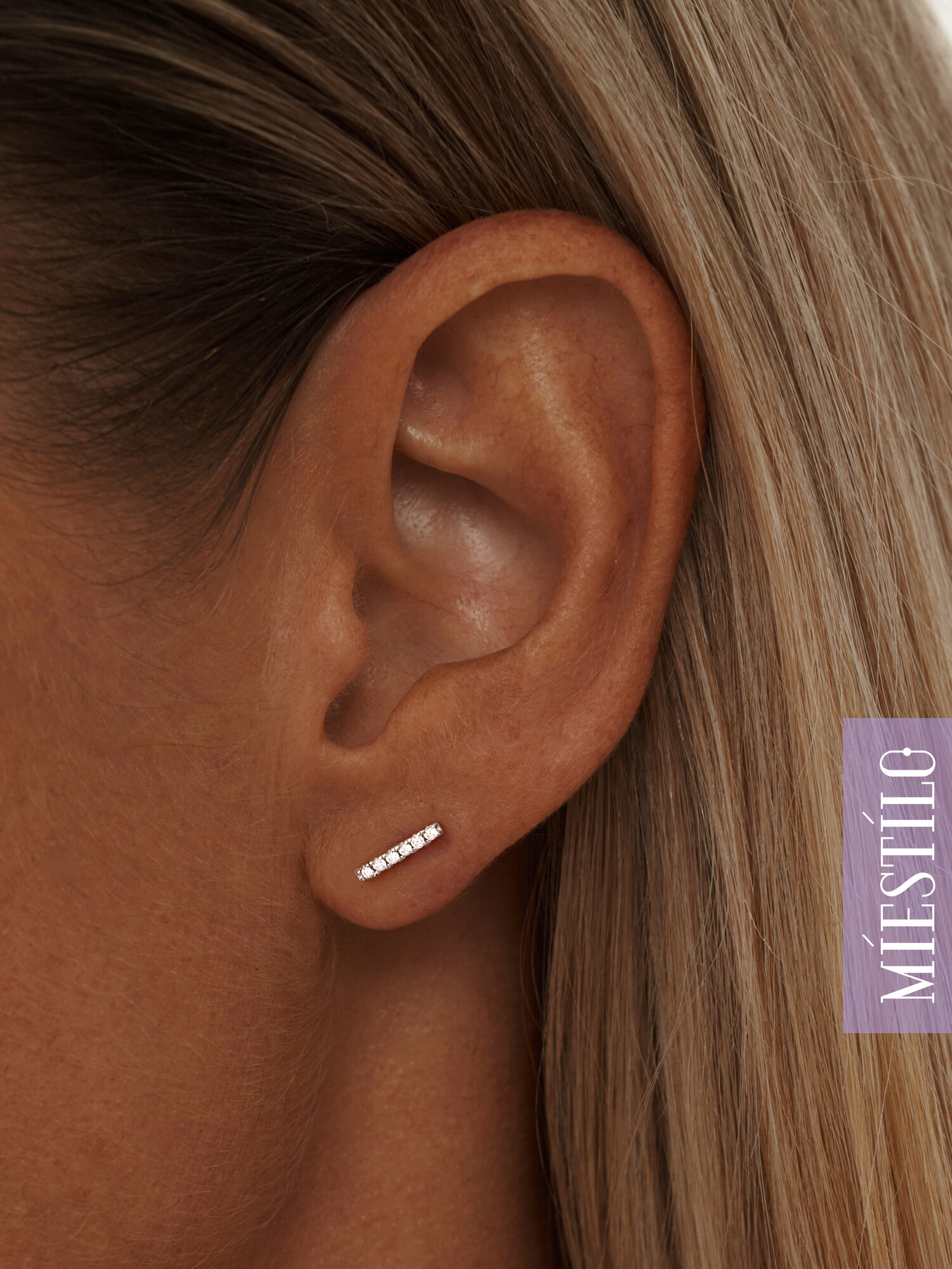 Серьги пусеты MIESTILO, серебро, 925 проба, родирование, фианит, , серебристый