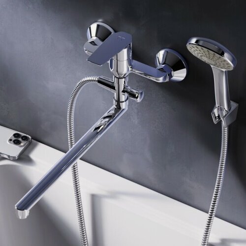 Изображение товара Смеситель для ванны Am.pm Gem излив 325 мм, душевой набор, хром F90A90100