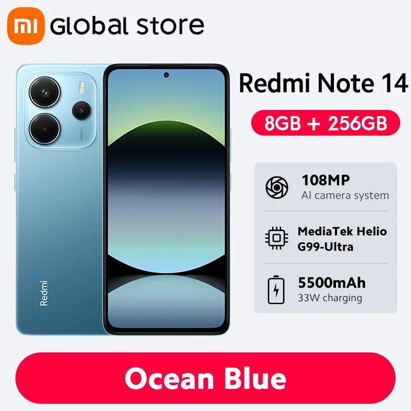 Смартфон Xiaomi Redmi Note 14 4G, 8/256ГБ, global