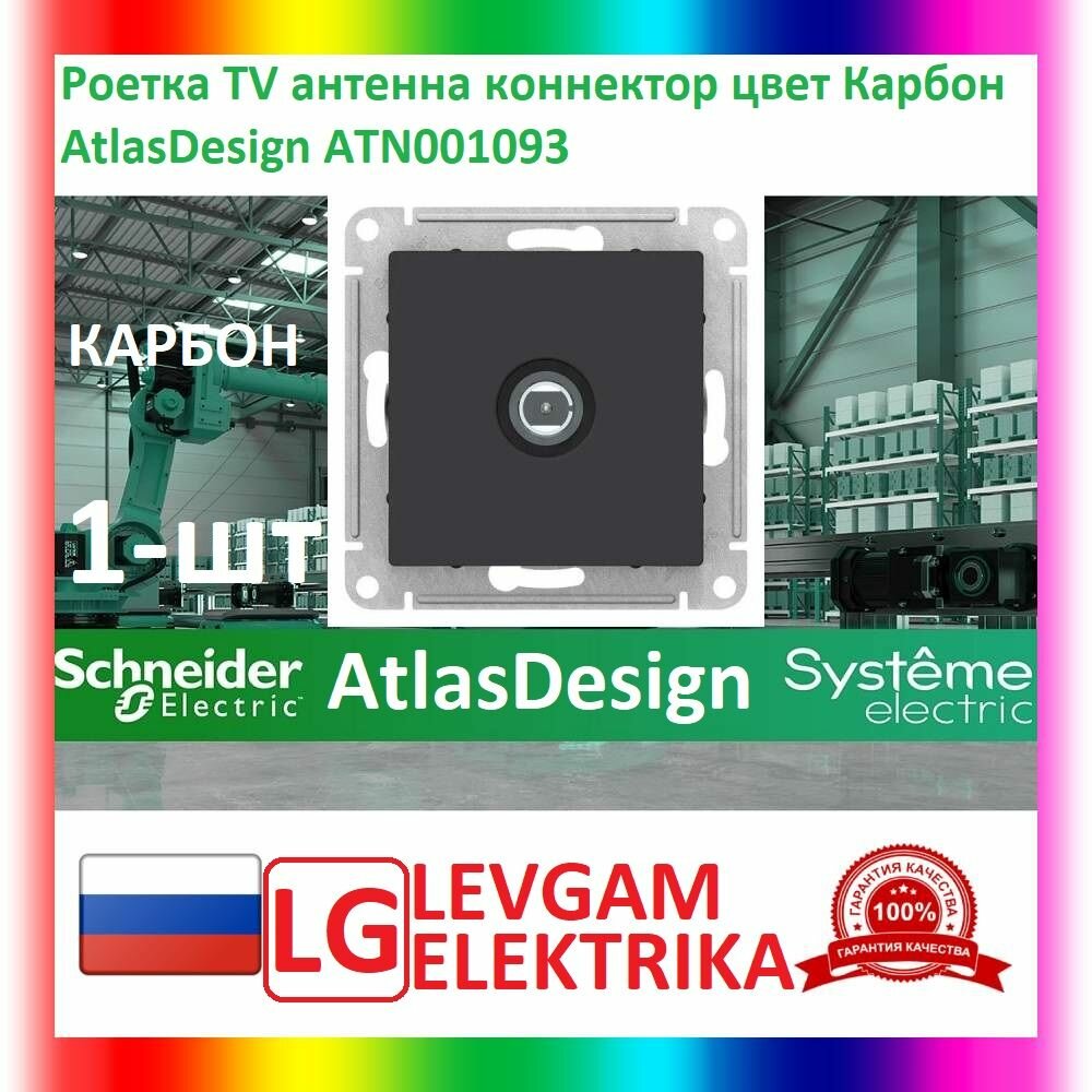 Розетка TV коннектор Systeme Electric (Schneider Electric) AtlasDesign, Карбон, ATN001093 1шт