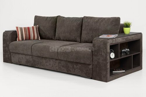 Изображение товара Диван Сток Диванов Манчестер, темно-коричневый флок антикоготь, 265 см, механизм еврокнижка