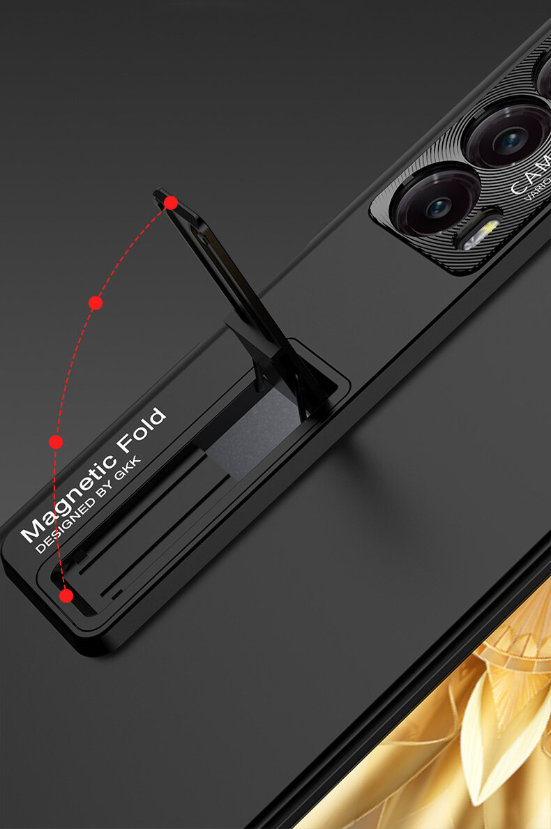 Магнитный чехол бампер MyPads «Magnetico opaco» из прочного пластика с матовым противоскользящим покрытием. Для Honor Magic V2 с прозрачной крышкой. — фото 1