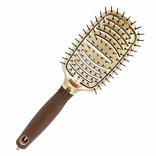 Щетка массажная Olivia Garden EXPERT CARE FLEX Nylon Bristles Gold&Brown — фото 1