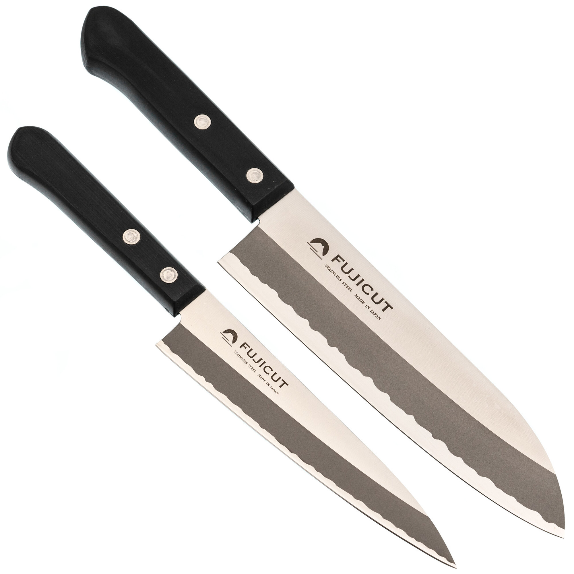 Набор из 2-х кухонных ножей Tojiro Fuji Cutlery TJ-GIFTSET-A, сталь Mo-V, рукоять полипропилен, черный