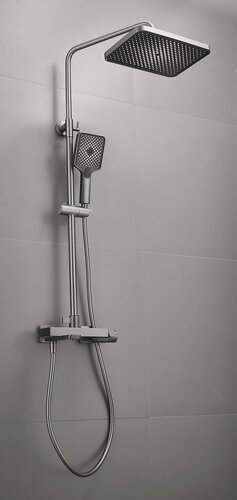 Изображение товара Душевой комплект с тропическим душем и смесителем, серый латунный Belz B24672-3