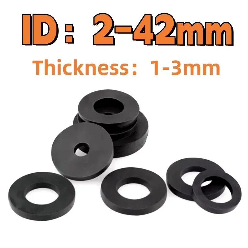 Черные резиновые плоские шайбы 2-42 мм 10x18x2mm-20pcs