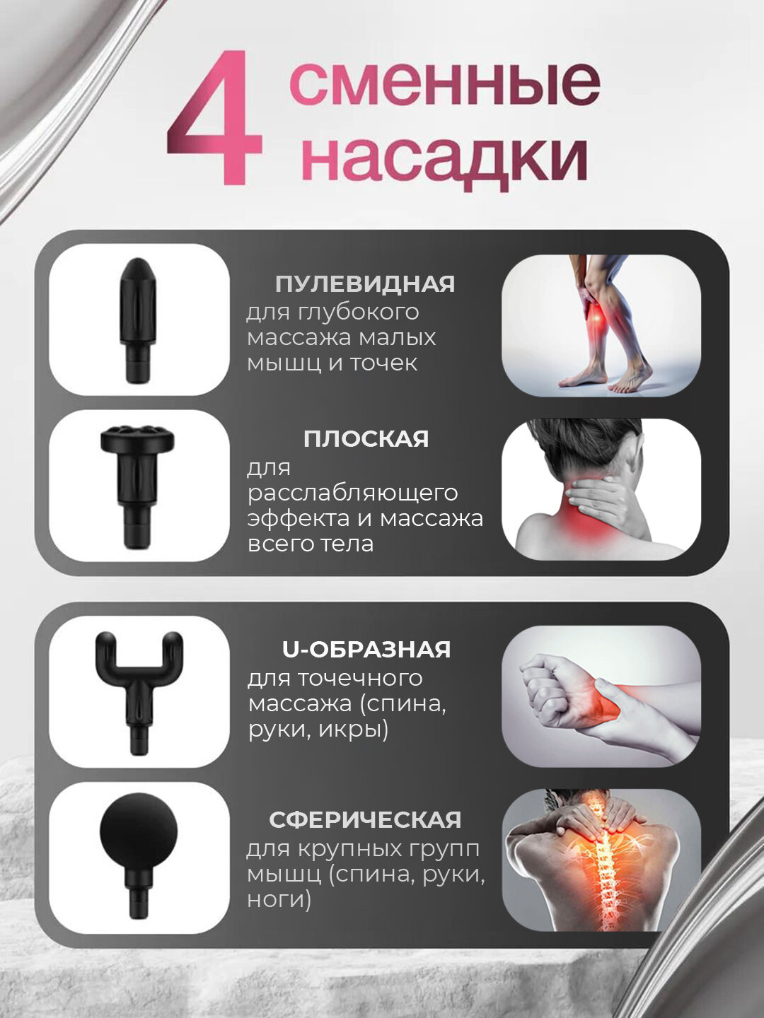 Перкуссионный массажер для тела, спины, ног, рук и шеи — фото 1