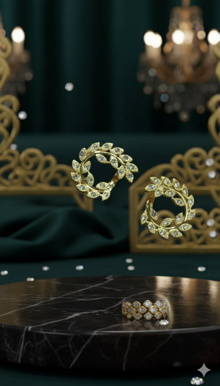 Комплект бижутерии: серьги, кольцо, Swarovski Zirconia