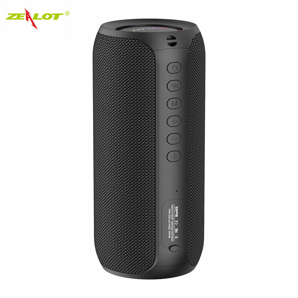 колонка Bt ZEALOT S32MAX Bt 5.2, FM/USB/TF/AUX, TWS, RGB, акк 3600мАч (до 12ч), IPX5, до 20Вт