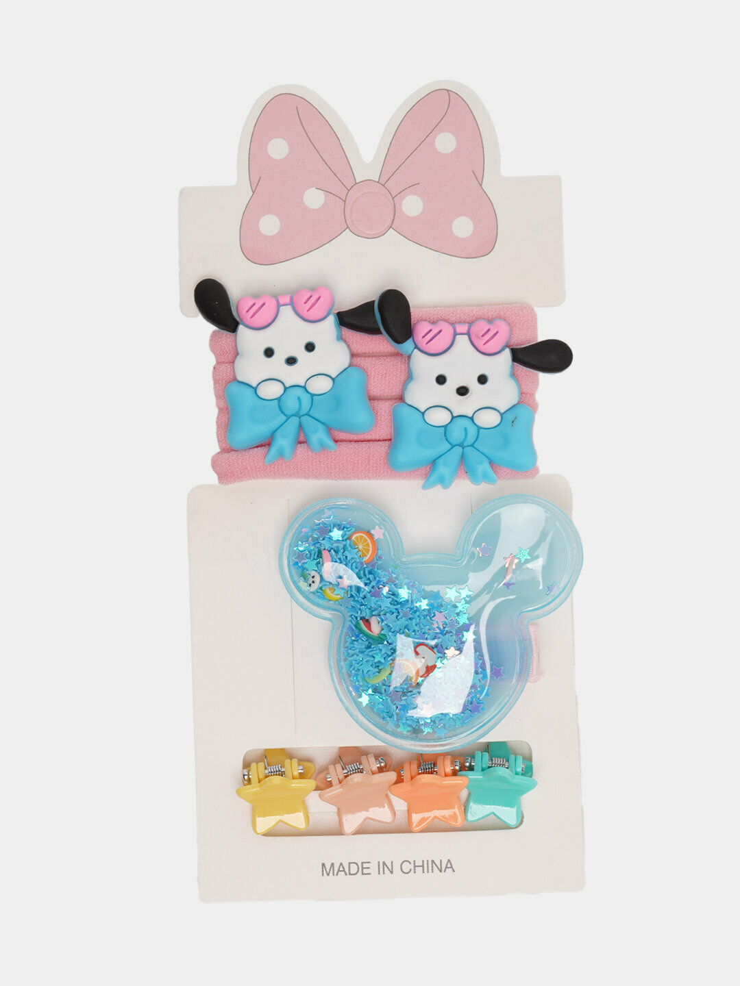 Набор четыре резинки + четыре маленких заколки и одна больщая заколка, набор для принцессы