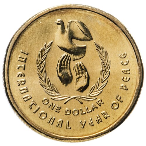 Монета Банк Австралии "Международный год мира" 1 доллар 1986 года