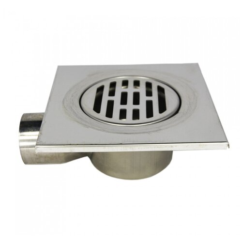 Трап мет. угловой 15х15 см (диам. 50 мм.) (нерж) гидрозатвор