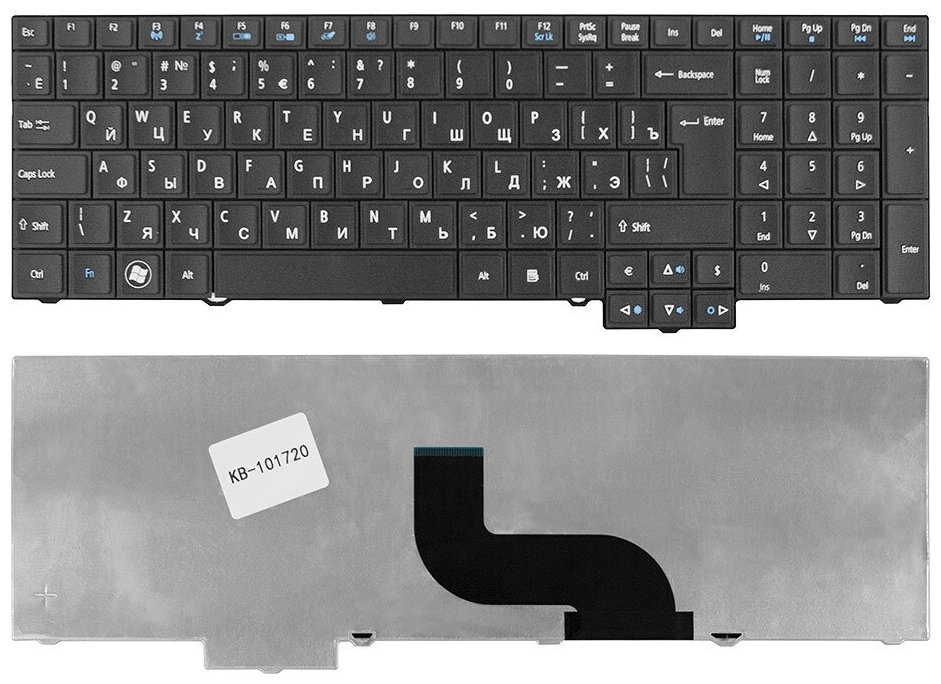 Клавиатура для ноутбука Acer TravelMate 5760 7750 6595TG Series Г-образный Enter Черная без рамки PN 9ZN6SSQ00R 920₽