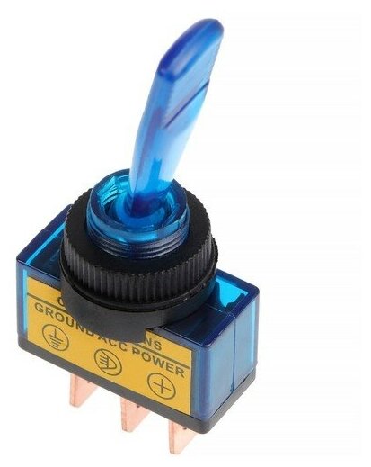 REXANT Тумблер однополюсный с синей LED индикацией, 12 В, 20 A, 3 контакта