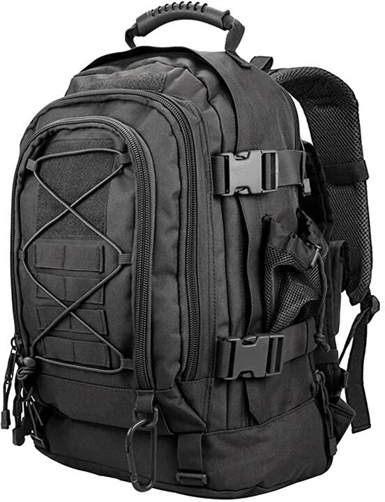Штурмовой тактический военный рюкзак 60 литров с ситемой молле из водонепроницаемой ткани цвет черный