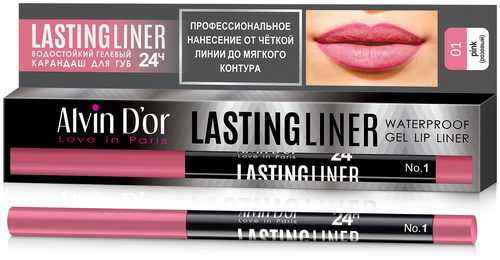 Alvin Dor Гелевый карандаш для губ автоматический Lasting Liner, 01 pink (розовый)