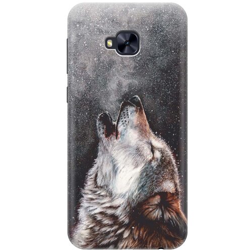 фото Cиликоновый чехол на asus zenfone 4 selfie pro (zd552kl) / асус зенфон 4 селфи про с принтом "морозный волк" gosso