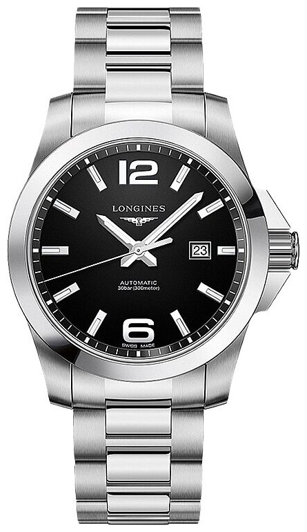 Наручные часы LONGINES Conquest, черный, серебряный