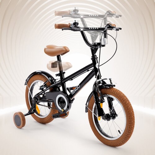50029, Велосипед Happy Baby детский RINGO, 2 колеса + 2 поддерживающих колеса, для детей от 3 до 6 лет, черный