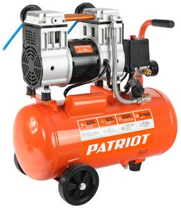 <b>Компрессор</b> безмасляный PATRIOT WO 24-220, 24 л, 1.25 кВт WO 24-220 – компактный и тихий безмасляный 