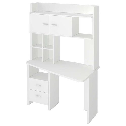 фото Письменный стол мэрдэс нельсон lite скл-трап120+нклх-120, шхг: 120х72 см, угол: справа, цвет: белый жемчуг