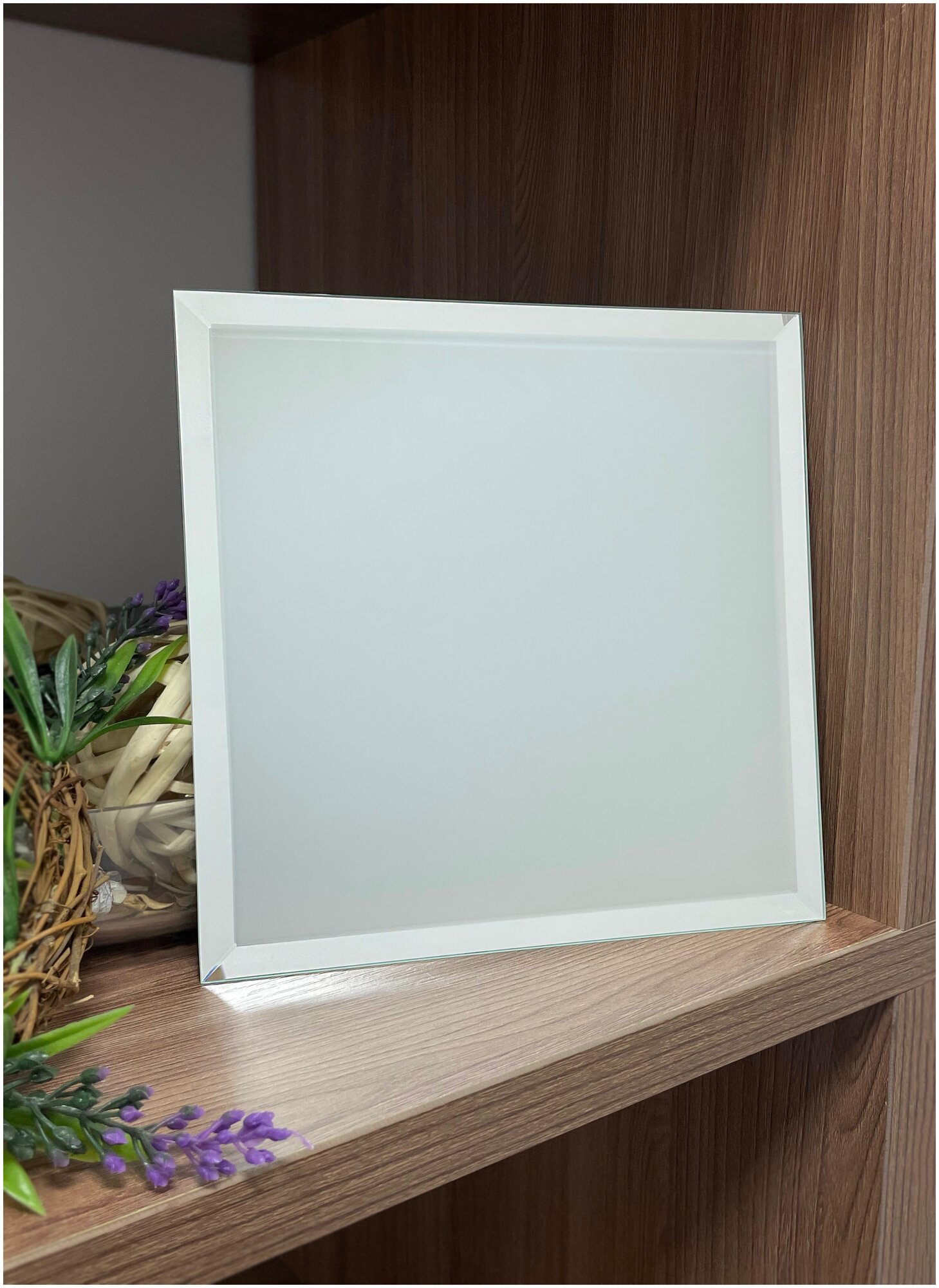 Зеркальная плитка ДСТ, панно на стену, квадрат серебро матовое, 5 шт. 18х18 см. - фотография № 4