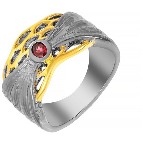 фото Element47 широкое ювелирное кольцо из серебра 925 пробы с гранатами yr01130_ko_gr_bj, размер 17.5