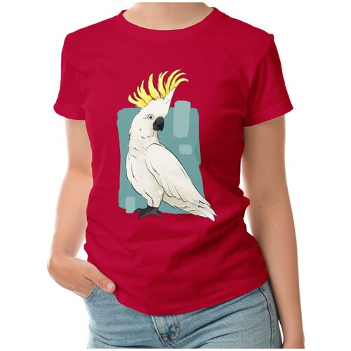 Женская футболка «Попугай Какаду - рисунок» (XL, темно-синий)