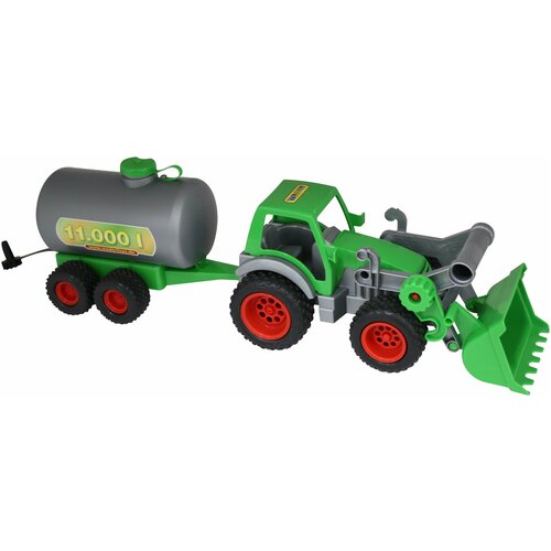 Купить Трактор Wader погрузчик с цистерной Фермер-техник (8794), 57 см, зеленый/серый, Машинки и техника