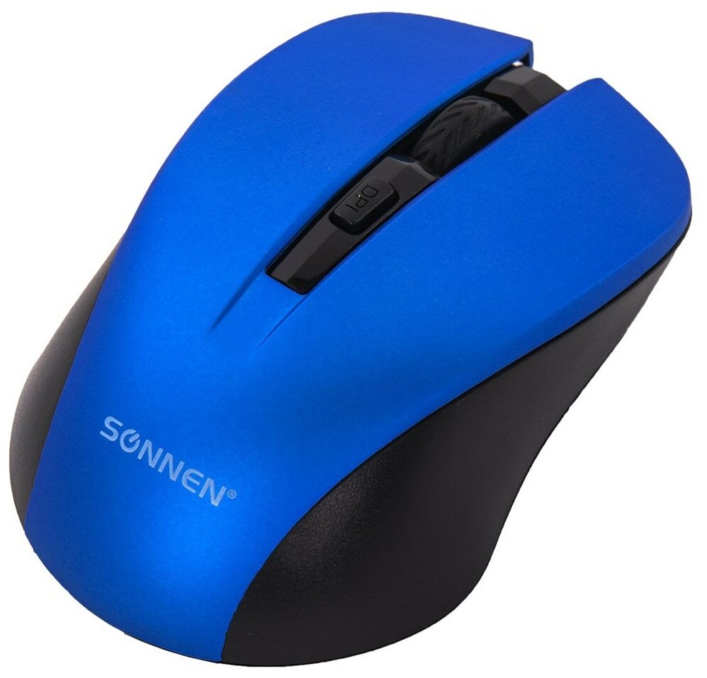 Мышь беспроводная с бесшумным кликом SONNEN V18 USB 80012001600 dpi 4 кнопки синяя 513515 513515