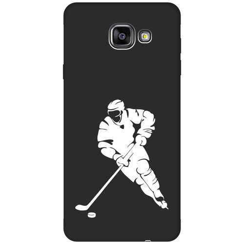 Матовый чехол Hockey W для Samsung Galaxy A7 (2016) / Самсунг А7 2016 с 3D эффектом черный матовый soft touch силиконовый чехол на samsung galaxy a7 2016 самсунг а7 2016 с 3d принтом patriot черный