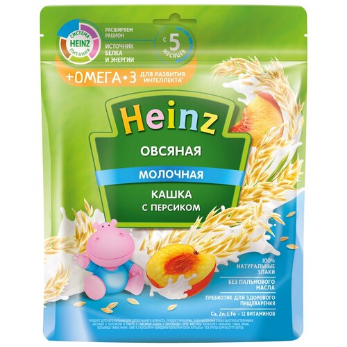 Каша Heinz молочная овсяная с персиком, с 5 месяцев, 200 г