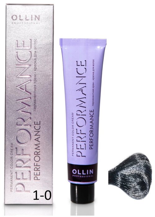 OLLIN Professional Performance перманентная крем-краска для волос, 1/0 иссиня-черный, 60 мл