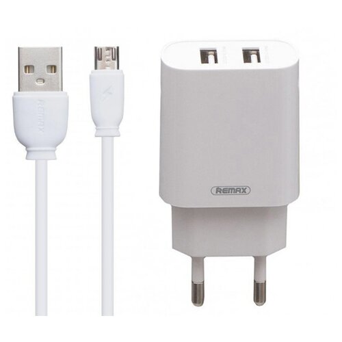 фото Зарядное устройство remax rp-u35 2xusb 2.1а + cable microusb white 6972174156347