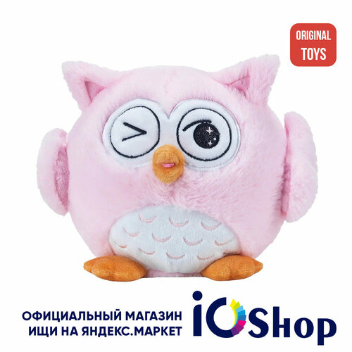 Мягкая игрушка IO Shop Сова с пледом, розовая, 30 см
