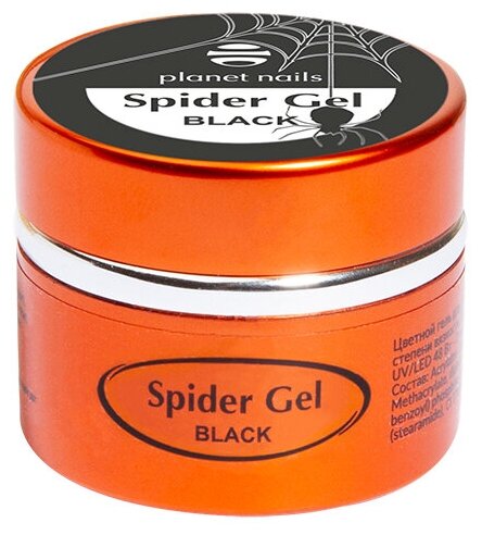 Planet Nails, Spider Gel, Гель-паутинка, черная, 5 г