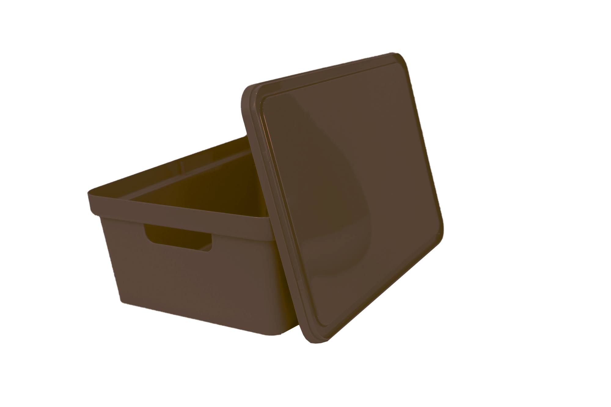 Коробка для хранения, контейнер пластиковый для вещей с крышкой, ящик для игрушек 380х280х150 светло-коричневый